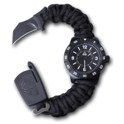 Outdoor Edge Knives Outdoor Edge Stainless Steel ParaClaw CQD Survival Watch Heavy Duty Paracord Bracelet, 1.5 Inch Knife Blade PW-90S