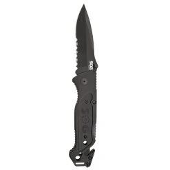 SOG Knives & Tools SOG Knives ESCAPE CLIP POINT BLACK SERRATED Pocket Knife SOG-FF25-CP